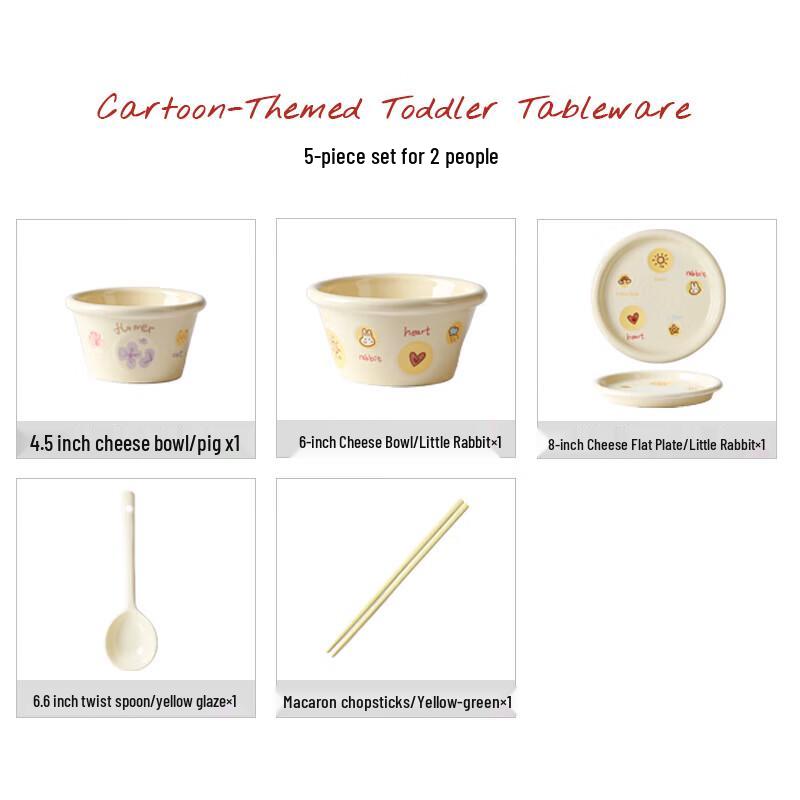 CERAMICS Cartoon Cheese 5-Piece Ceramic Dinnerware Set