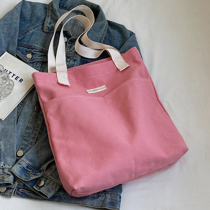 Canvas Bag Large Capacity Thickened Shoulder Handbag Simple Women Commute To Work Class Pack Books A4 File Cloth Bag