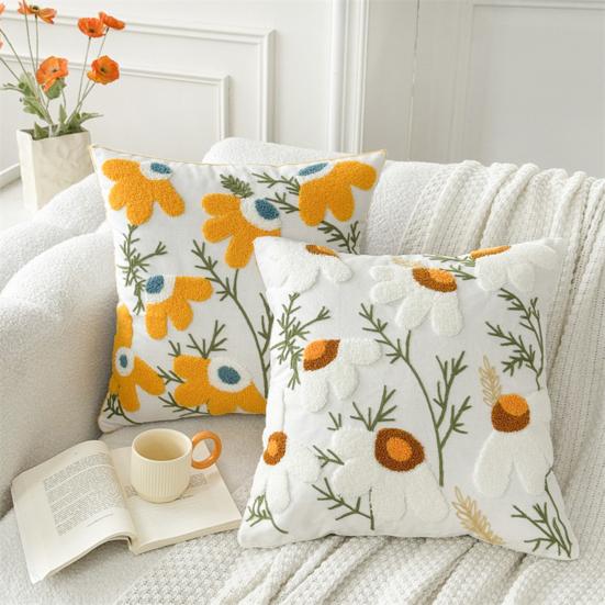 Floral Pillow Cover 18" X 18" Flower Throw Pillow Case Zippered Rustic Pillow Cover for Living Room Sofa Couch Bedroom Decoration