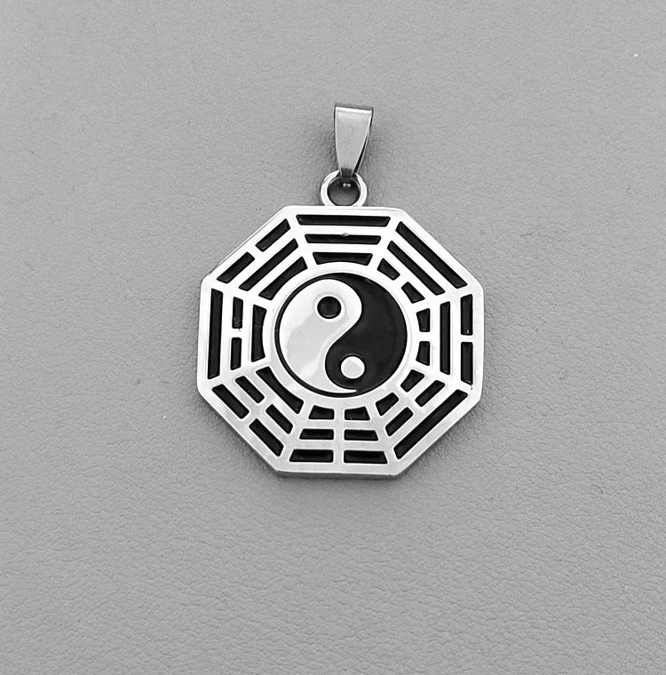Men s Trendy Korean Style Bagua Titanium Steel Pendant Necklace