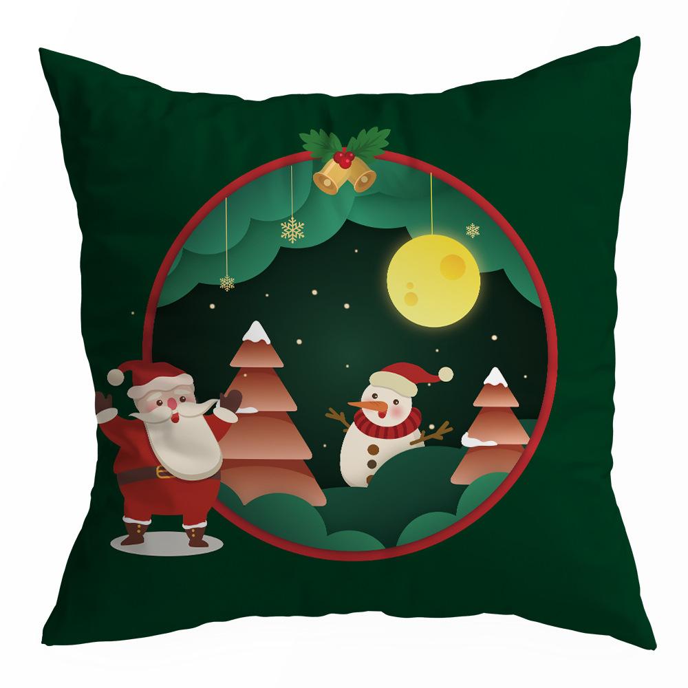 Christmas Pillowcase Cartoon Santa Claus Home Sofa Car Cushion Printed Pillowcase
