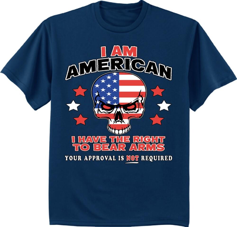 2nd Amendment Gun Rights Design T-shirt Bear Arms American Flag Skull Tee Unisex T-Shirt M