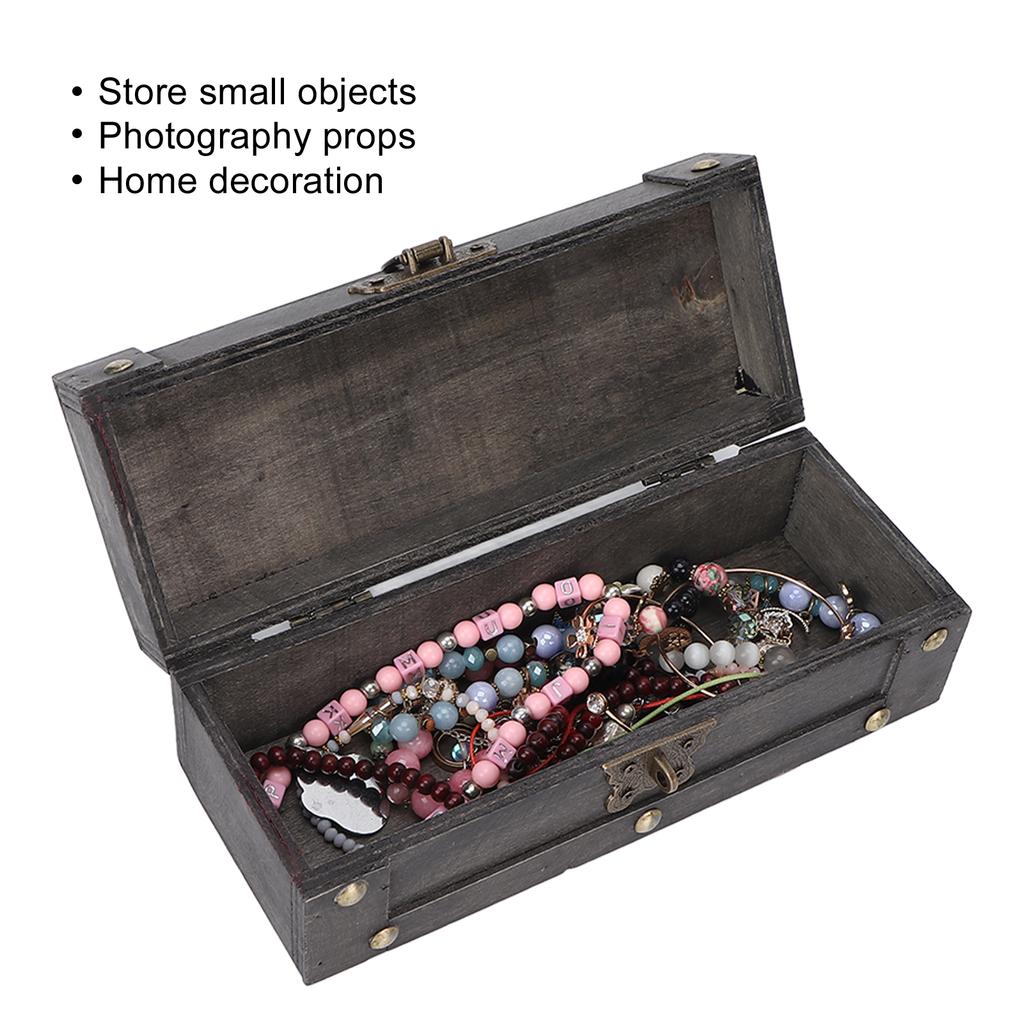 Retro Úložný box Náhrdelník Šperky Vintage Úložný box Fotografické rekvizity Dřevěný kufřík