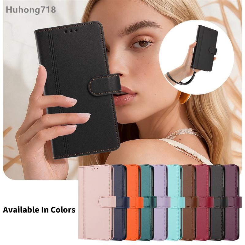 For OPPO Reno 12 FS 12F 15 15F 14F Max Pro Mini 4G 5G Flip Wallet Case Leather Cover With Card Slot Silicone Hand Strap Wireless Charging