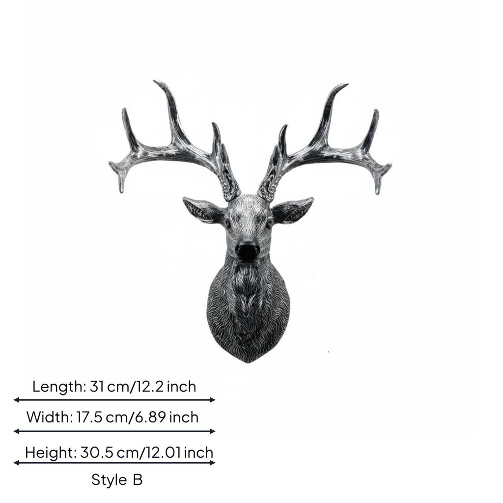 3D Deer Head Wall Mount Detailed Decor Lifelike for Entryway,