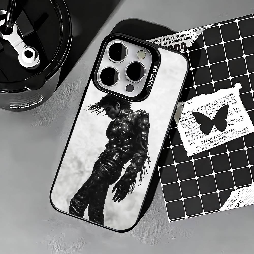 M-Michael Jackson  Phone Case For iPhone 17,16,15,14,13,12,11 Plus,Pro Max,XS,Colored Silver Phone Case
