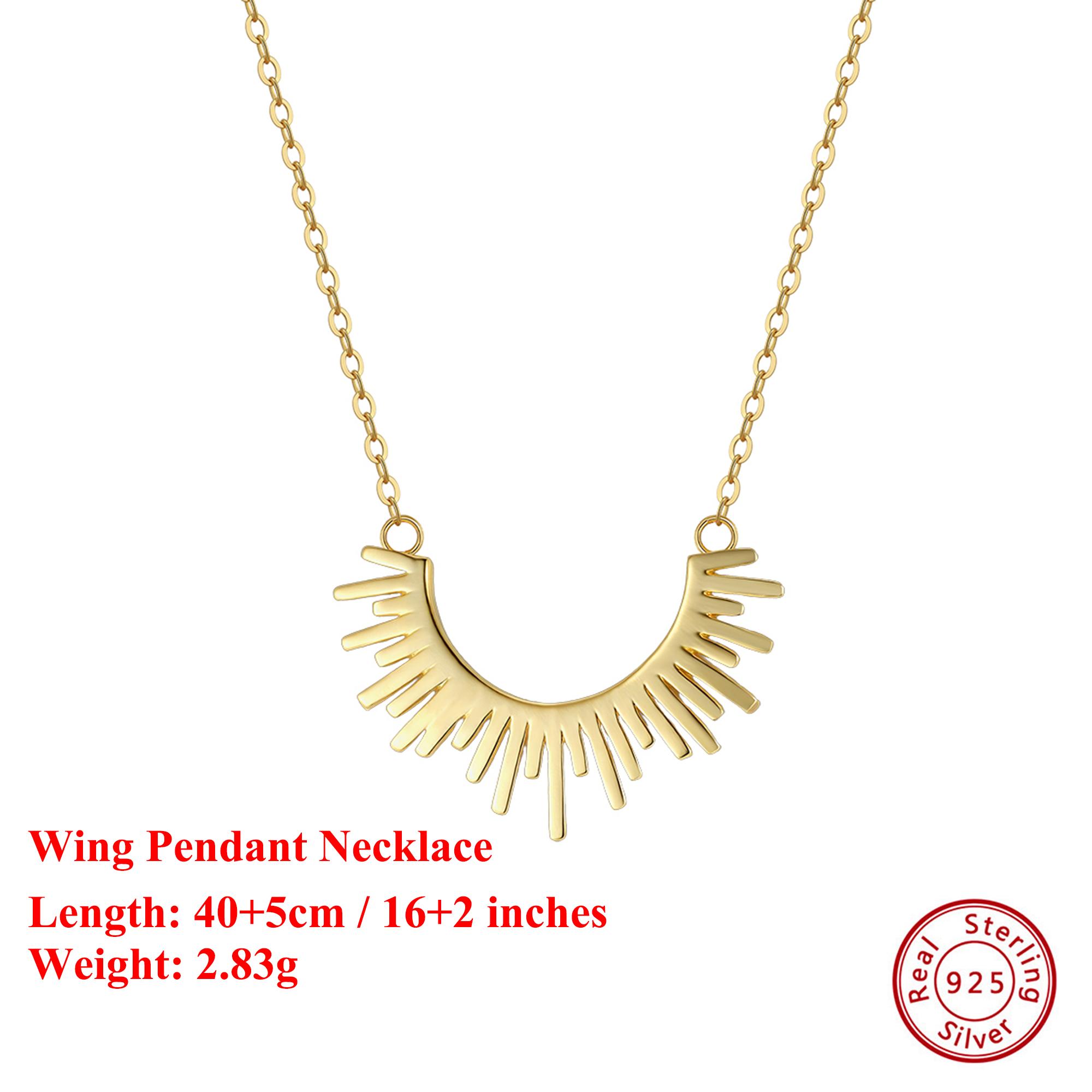 

Effie Queen 100% S925 Silver 14k Gold Wing Pendant Necklace Fine Jewelry for Women Banquet Party Gift 2026 Trend Necklace GAN14