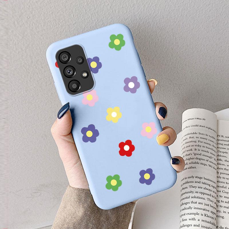 Case For Samsung A53 A52S A52 A73 A70 Cute Heart Flower Back Cover Soft Silicone Matte Protective Funda For Samsung Galaxy A53