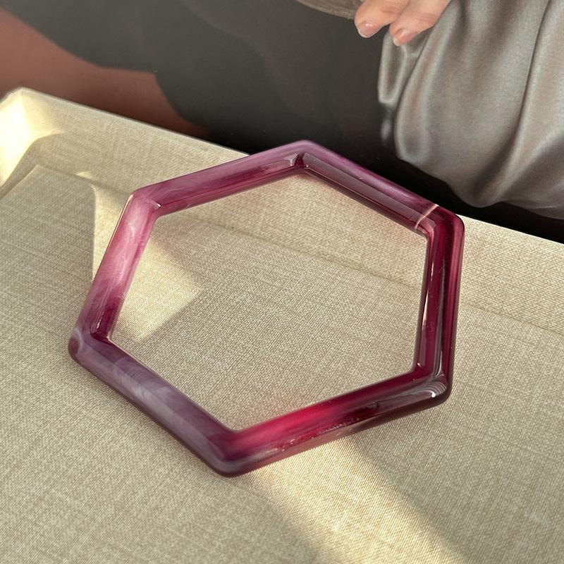 Color Smudged Hexagonal Acrylic Bracelet Retro Simple And Versatile Bracelet Style Jewelry