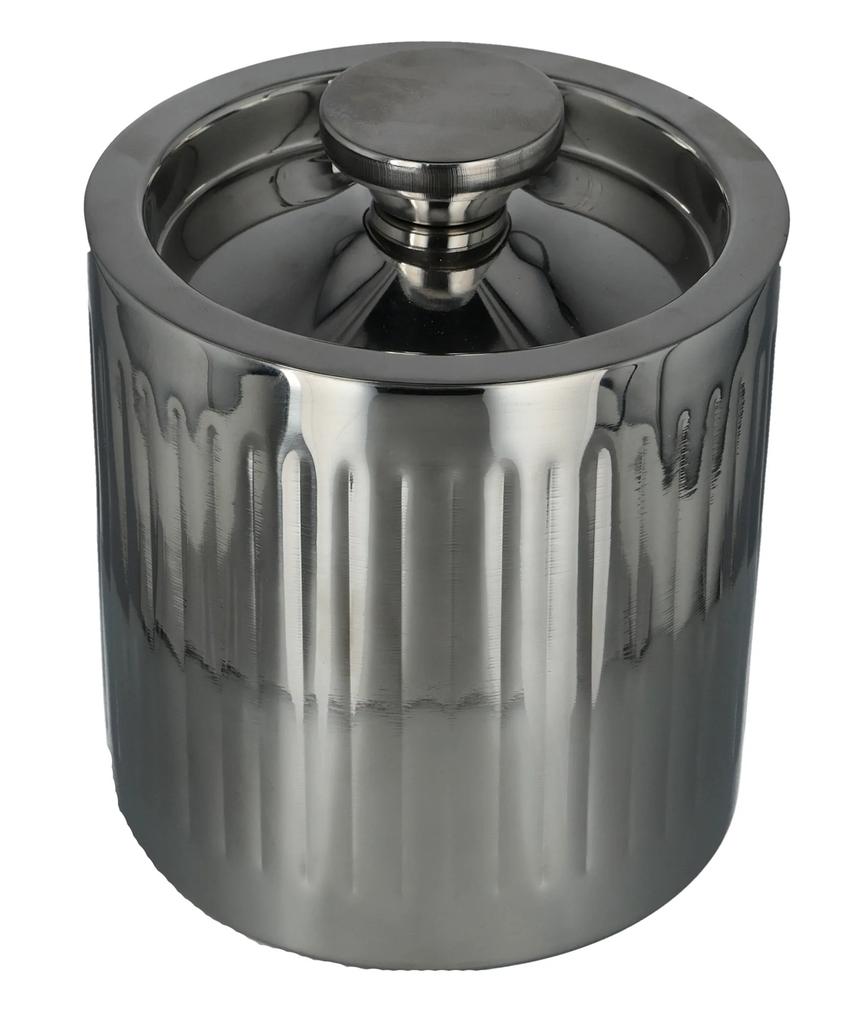 Wiaderko Do Lodu Pojemnik Metalowy Srebrny Ze Szczypcami 15,5x15,5x17 Cm