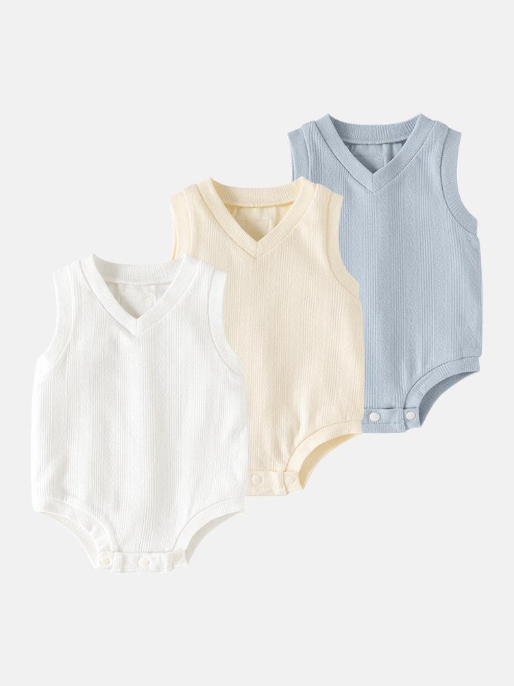 Unisex Summer Baby Bodysuit - Pure Cotton Jacquard Newborn Romper Gift