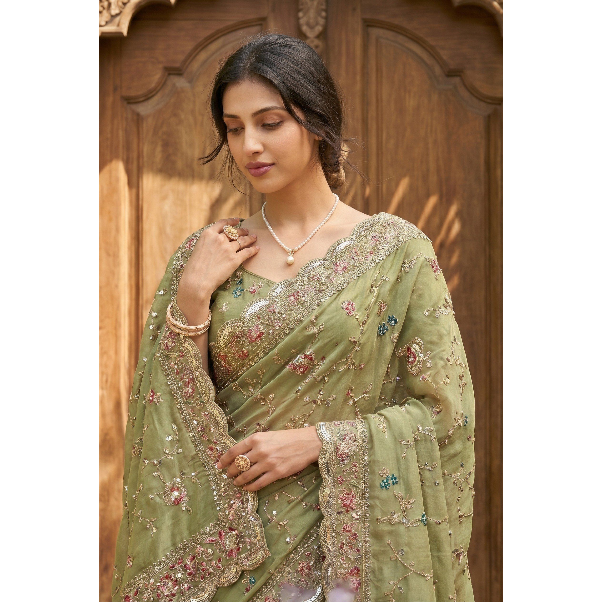 New Launch – Elegant Party Wear Embroidered Saree Collection