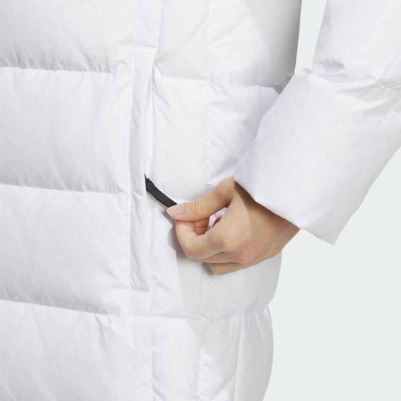 adidas Women's White Hooded Mid-Length Down Jacket IL8936