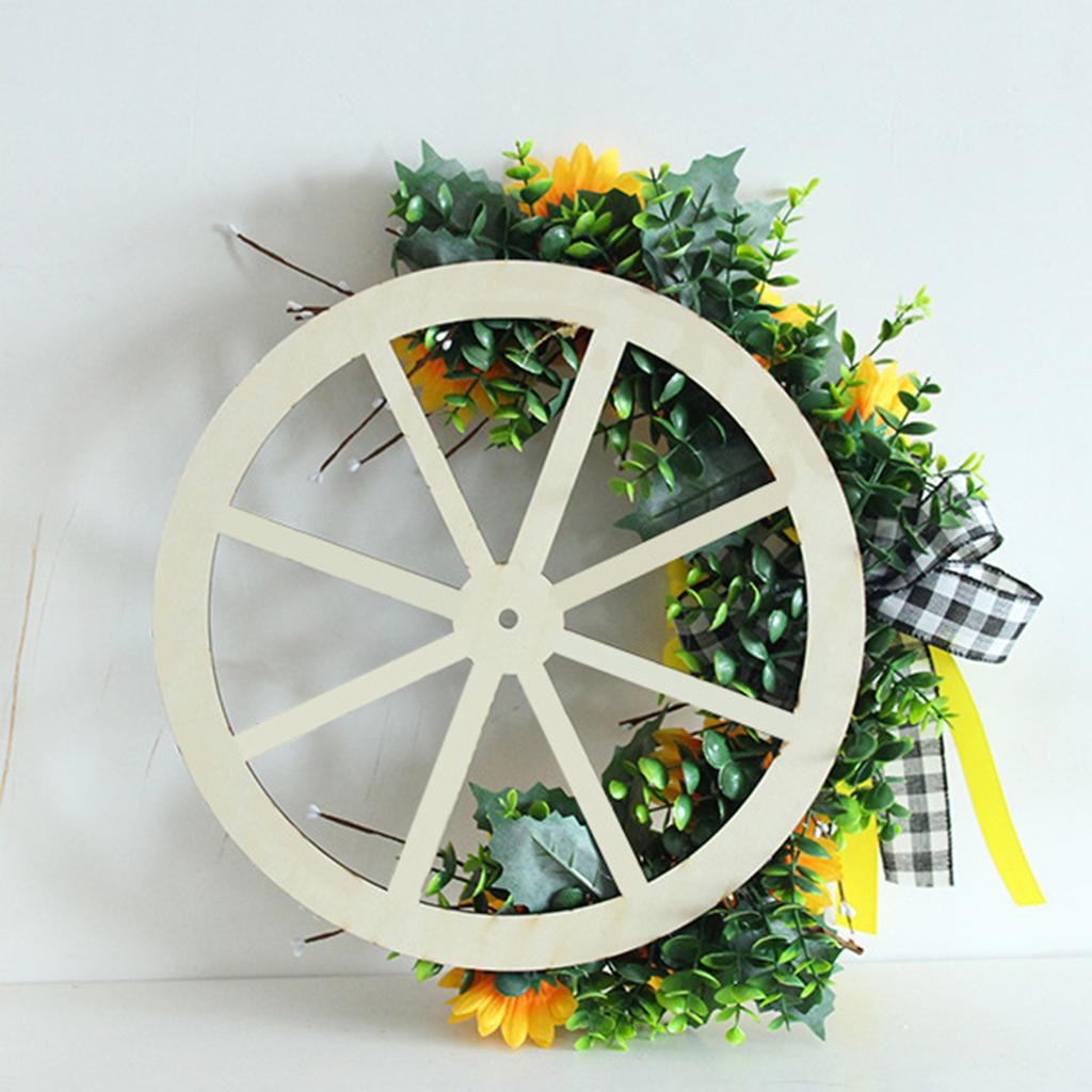 Słonecznikowa Girlanda z Kokardek Ozdoby Sztuczny Kwiat Drewniane Koło Wiszące na Drzwi Dekoracja Ścienna