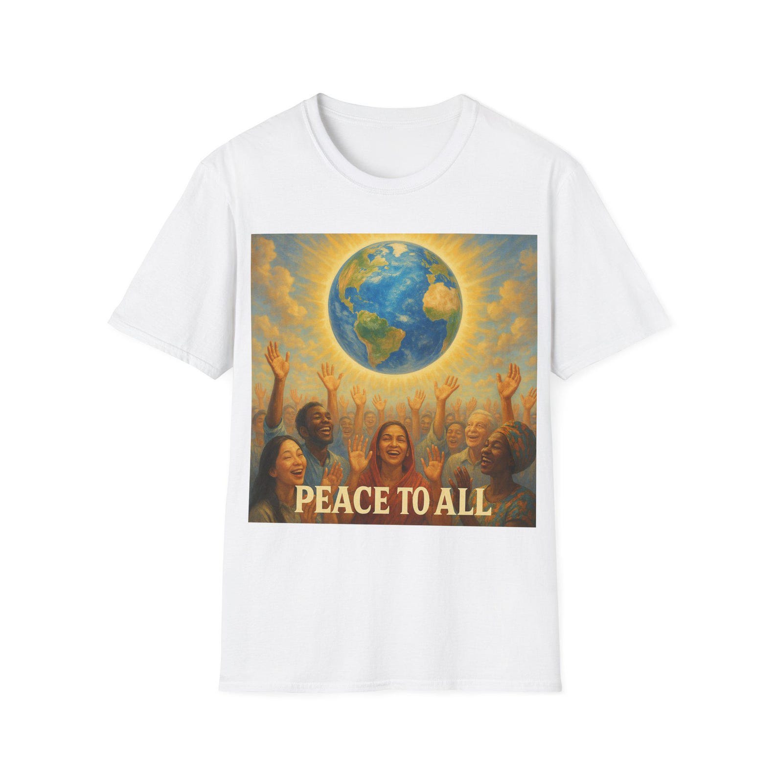 Unisex Softstyle T-Shirt with  Peace to All  Design, Inspirational Tee for Unity, Comfortable Everyday Shirt, Great for Gifts, [...] 4XL