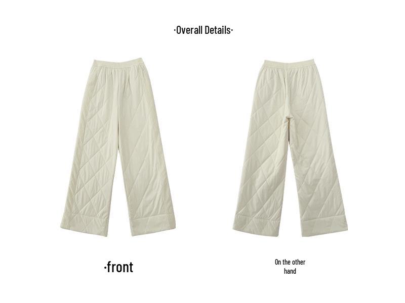 Women's Thick Fleece-Lined Patchwork Wide-Leg Winter Pants