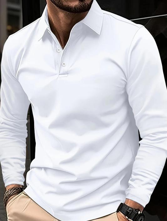 Men's Long Sleeve Polo Shirt, Versatile Casual Top for Daily Wear.