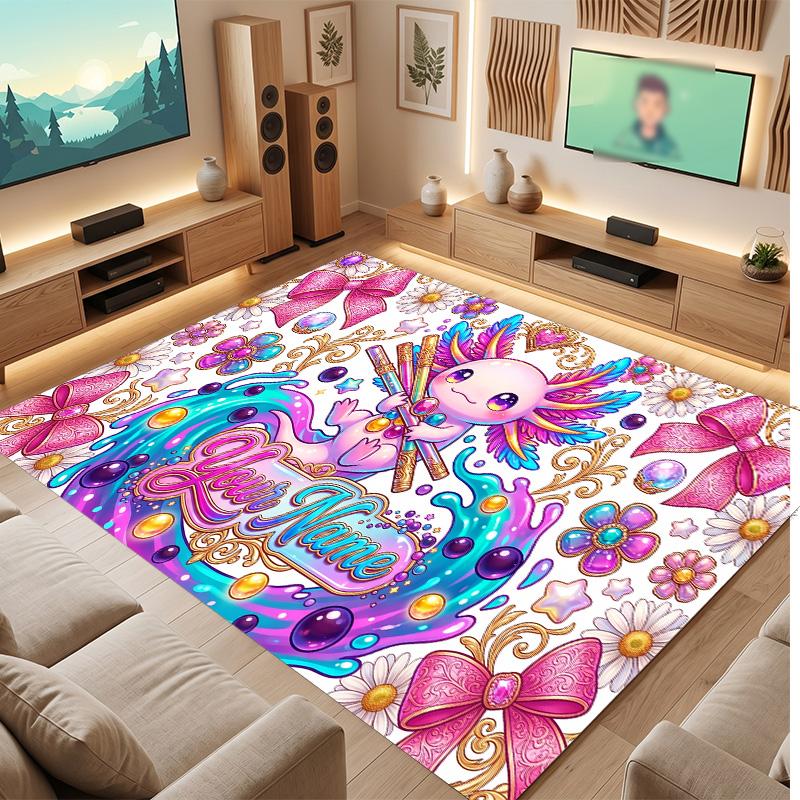 Fantasy Magic Theme Soft Crystal Velvet Rug Custom Name & Text Print Non Slip Floor Rug for Bedroom Living Room