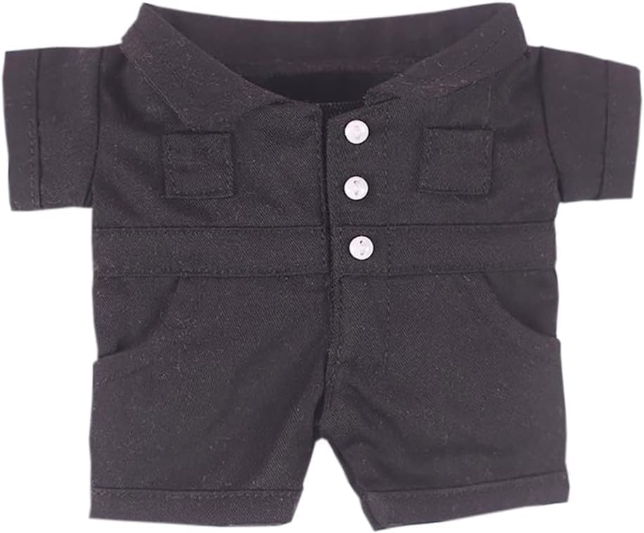 

AXLUCE Plush Clothes Coverall Jumpsuit Plush Toy Clothes 20cm Doll - - - - - - (Black (with buttons))