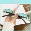 New Frameless Small Square Sunglasses With Rhinestone Accents For Fashionable Street Style