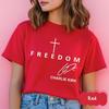 Freedom Charlie Kirk Signature T-Shirt- Red Shirt Patriotic