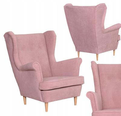 Scandinavian Wingback Armchair Velvet Powder Pink Hunter Family Furniture Pink