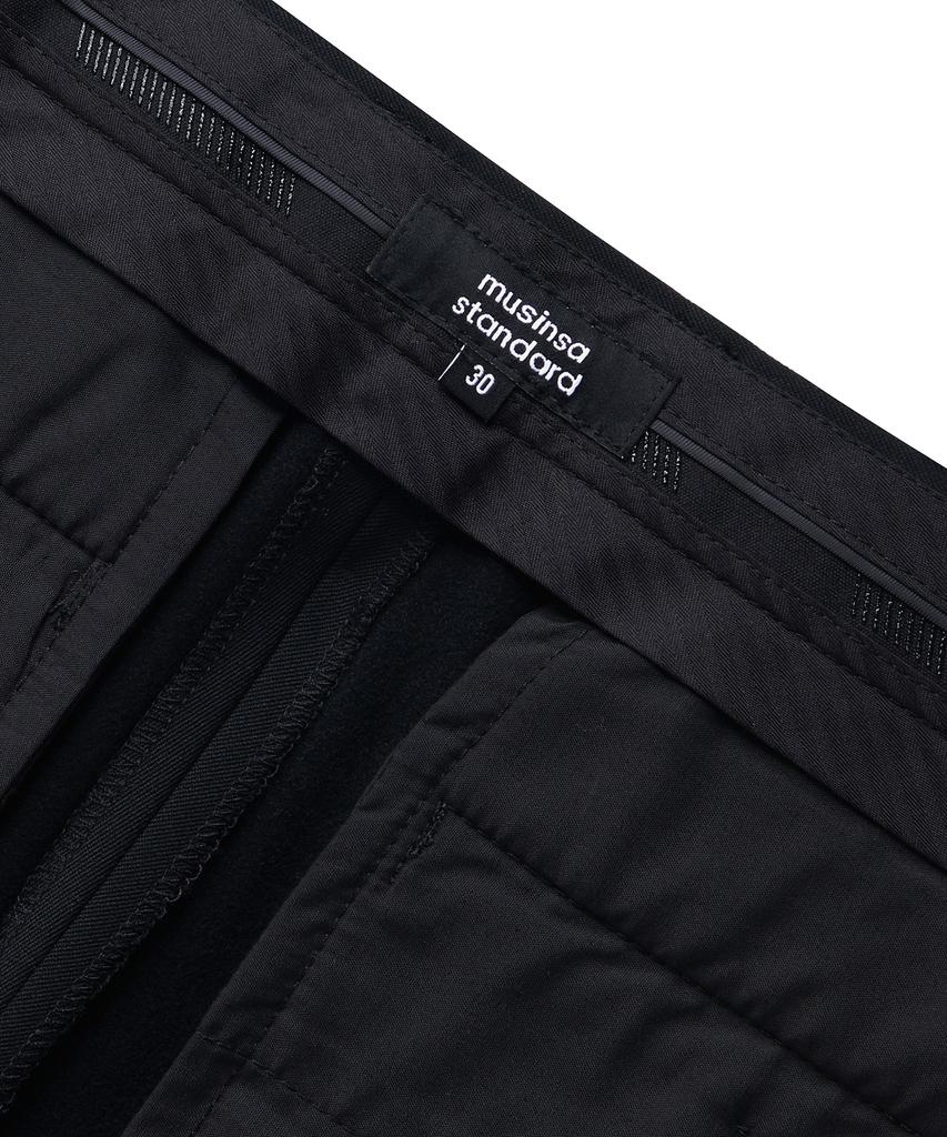 MUSINSA STANDARD Heavyweight Fleece-Lined Real Wide Hidden Elastic Waist Slacks [Black]