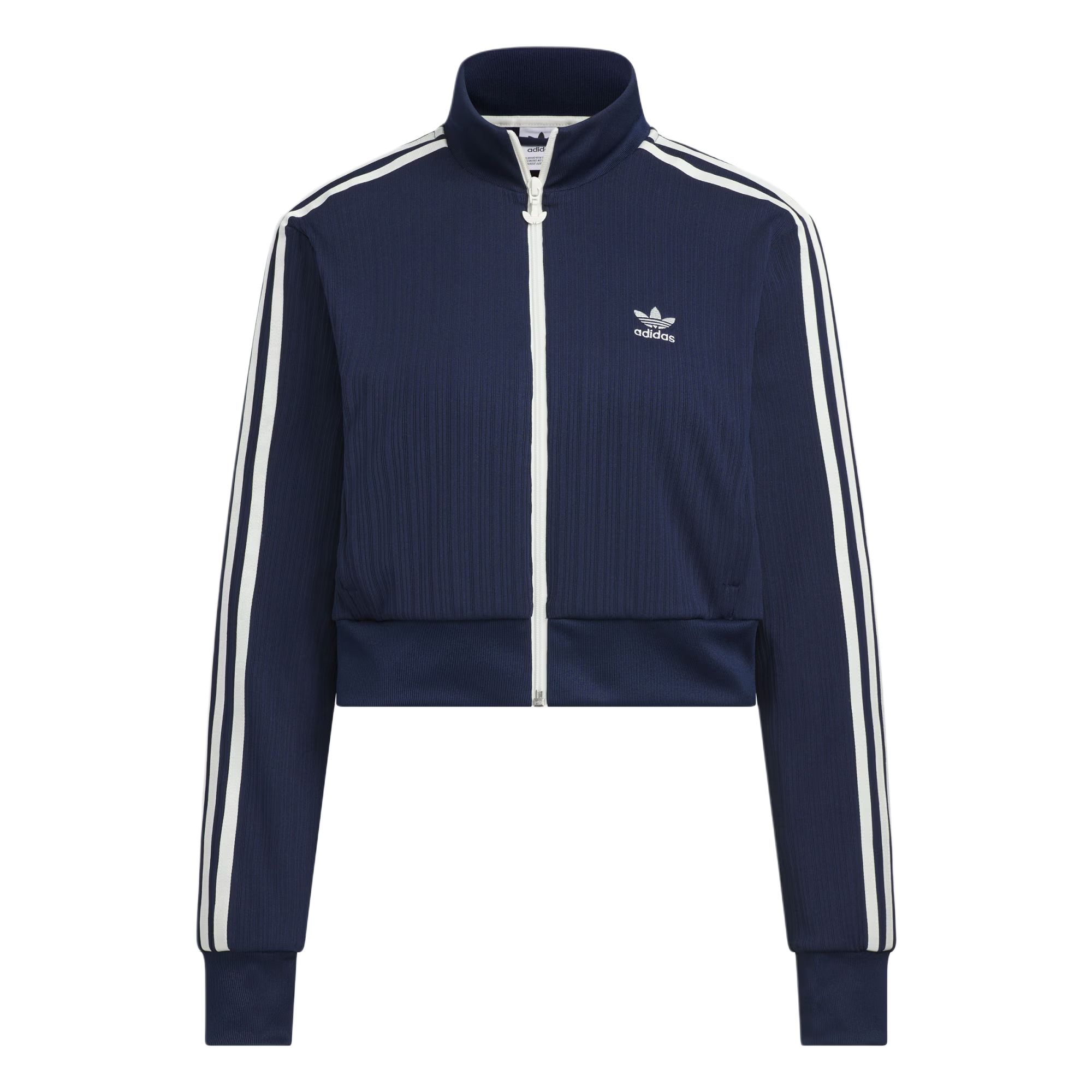 Adidas Originals Track Top Women s Relaxed Fit Half-Zip Embroidered Logo Knit Jacket Navy KB8950 L