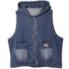 Plus Size Denim Vest Female Hooded Women and Fall Loose Zipper Cardigan Vest Jacket Sleeveless Jacket Female