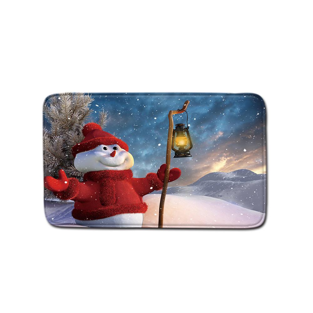 Christmas Shower Curtain Floor Mat Combination Four-Piece Set Bathroom Toilet Carpet Shower Room Mat Foot Mat