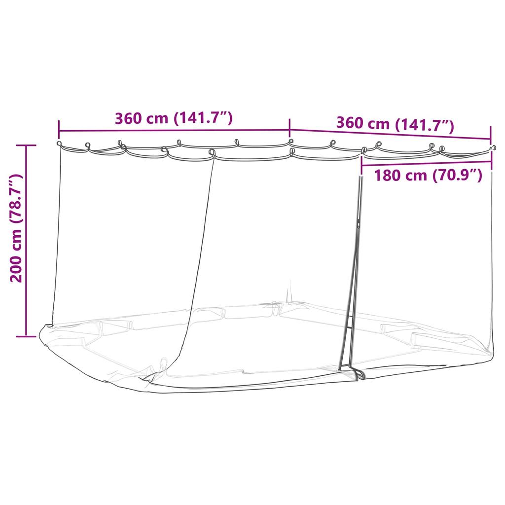 Moskitonetz für Pavillon 220 Maschen Schwarz 3,6 x 3,6 x 2 m