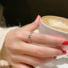 Steel Micro-paved Double White Mother-of-pearl Ring for Women's Index Finger, Fashionable and Versatile Ring