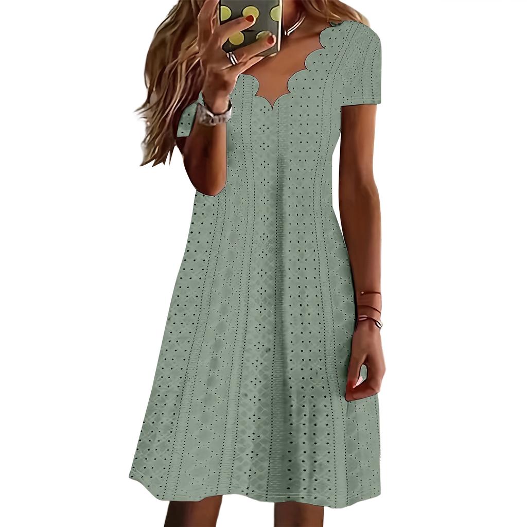 Women's Fashion Color Short Sleeve Dress