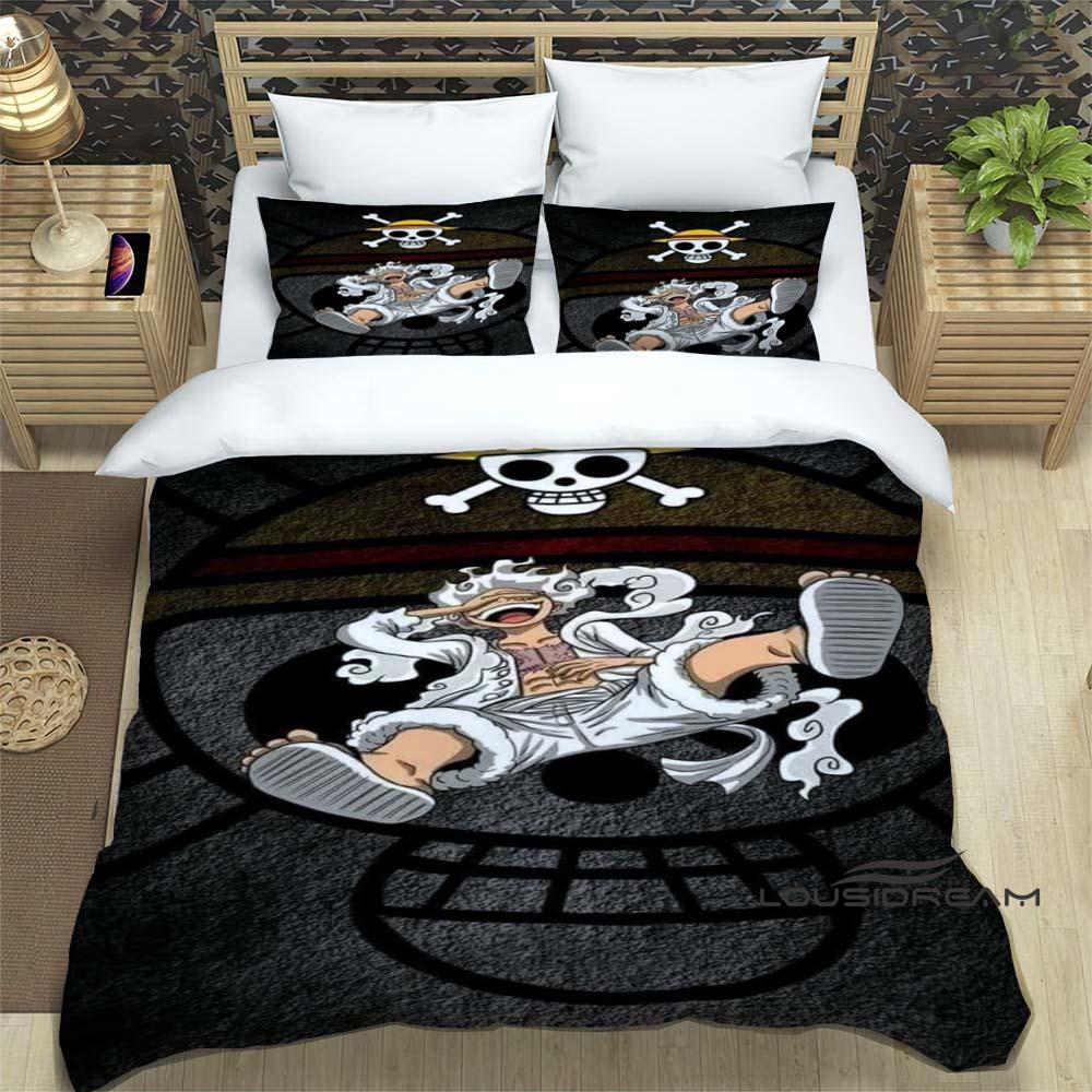 ONE PIECECartoon Monkey D. Luffy Bedding Set (duvet Cover and Pillowcases), Extra-large/large Size, Machine Washable, a Holiday
