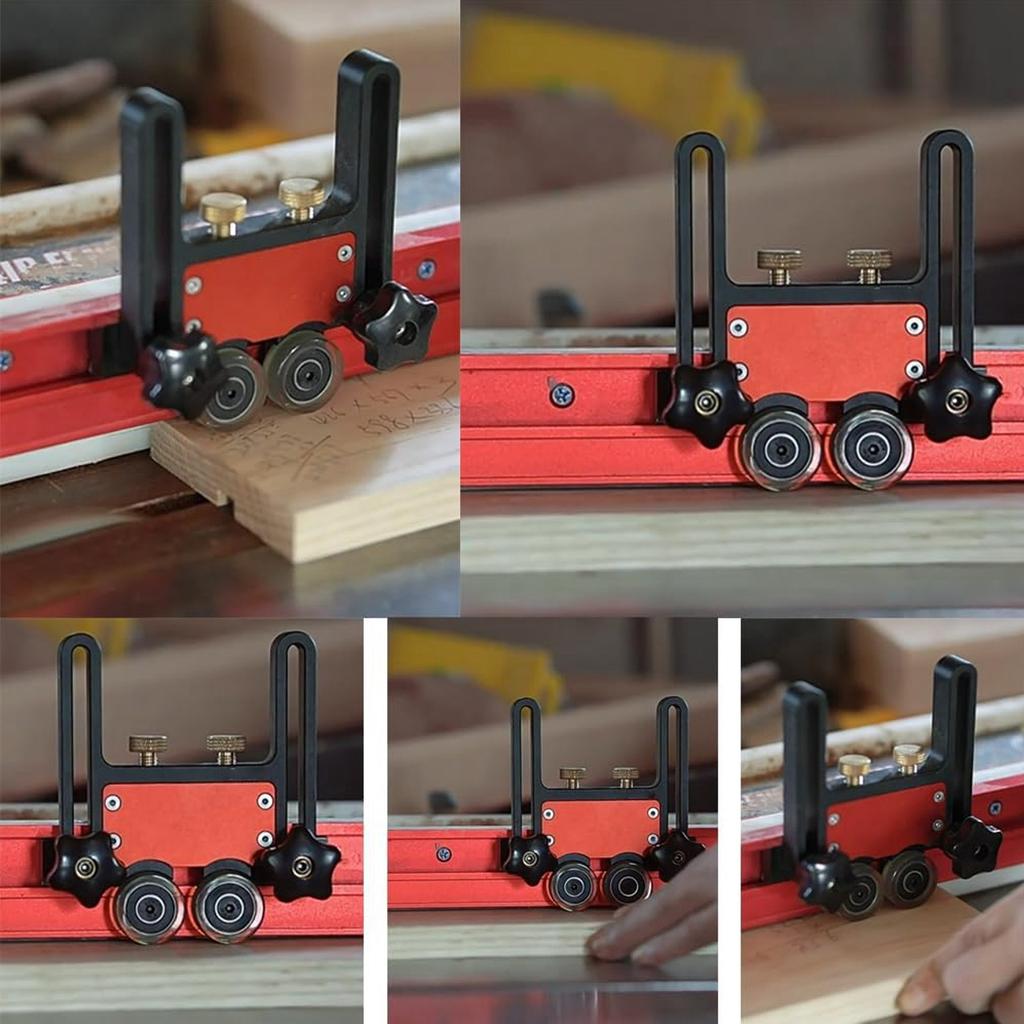 Table Saw Stock Roller Woodworking Double Wheel Sliding Feeding Guide Roller Feather Board Auxiliary Tool
