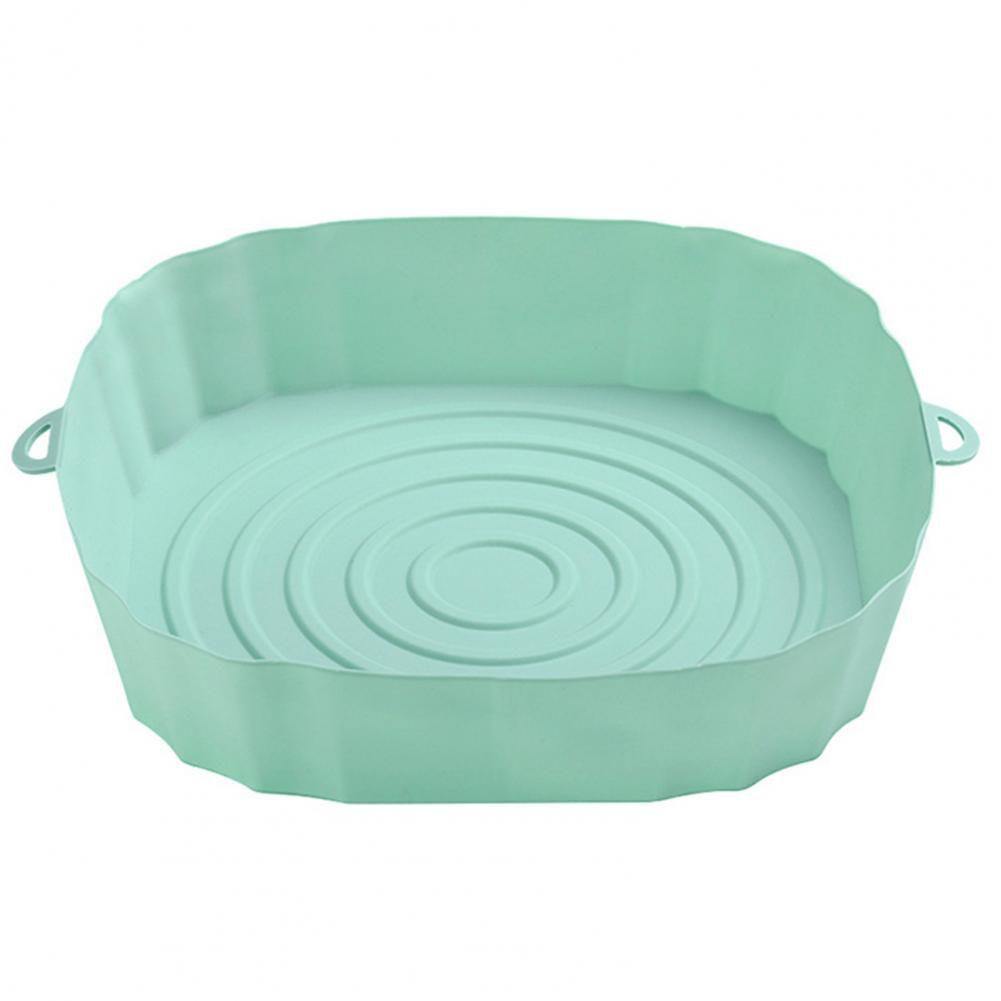 

Воздушная силиконовая кастрюля Фритюрница Корзина для выпечки Мягкий поддон Антипригарная Готовка Многоразовая зелёный