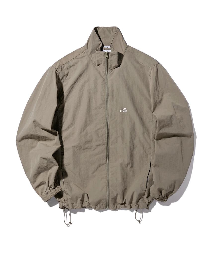 Slit Studio Lettering Windbreaker Jacket Brown