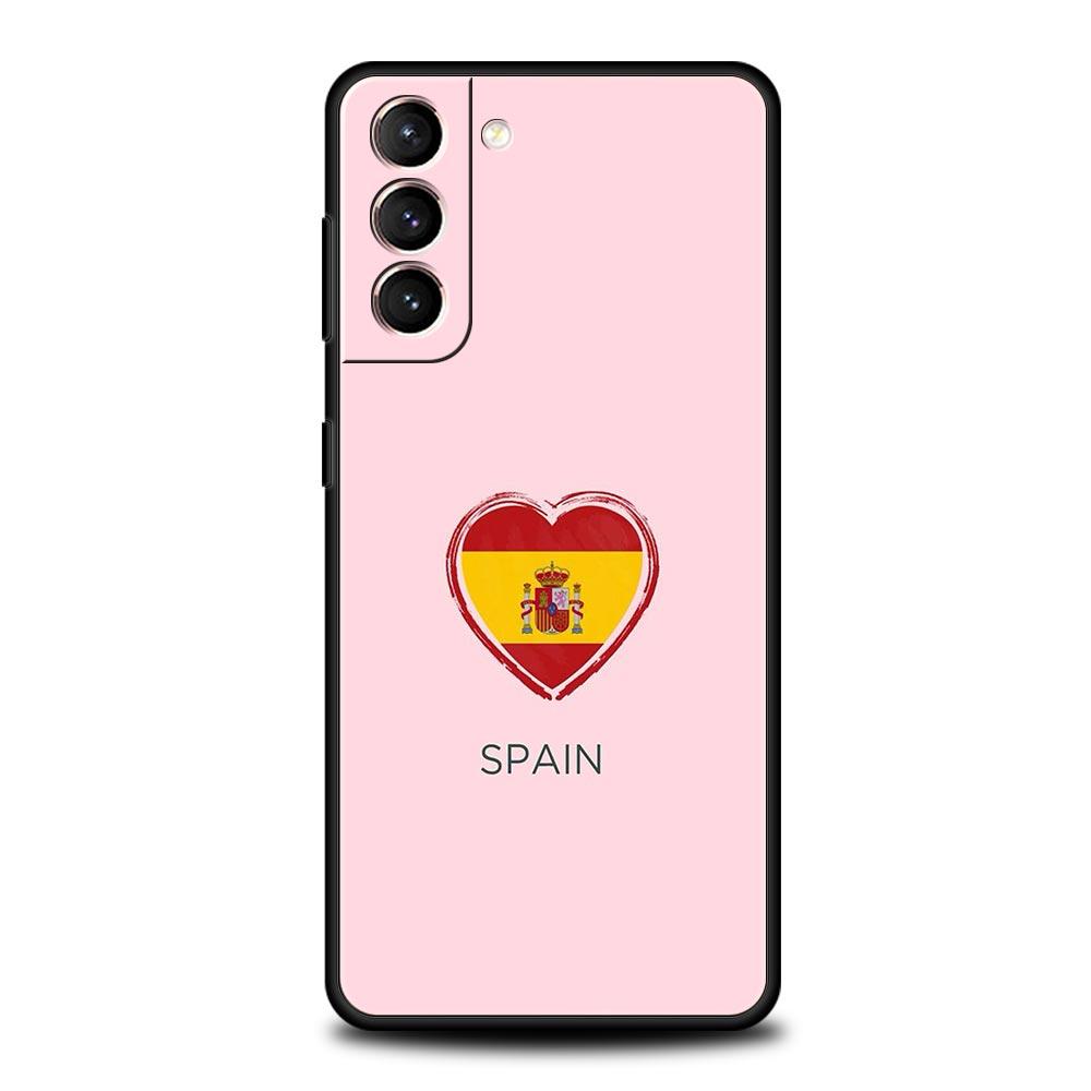 

Spain flag Soft Phone Case For Samsung Galaxy S25 Edge S24 Plus S23 FE S22 S21 S20 Ultra 5G S10 Black Protect Cover Samsung S20
