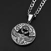 Vintage Nordic Viking Runes Odin Eagle Pendant Necklace for Men Stainless Steel Silver Color Norse Mythology Jewelry Gift