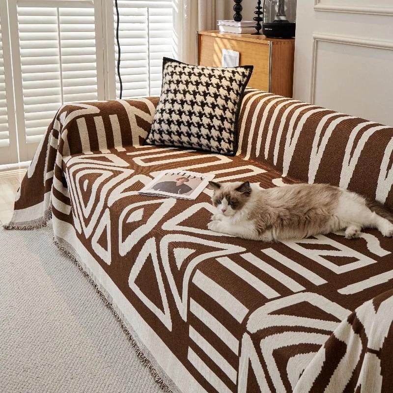 Bohemia Sofa Blanket Chenille Fabric Sofa Covers Four Seasons Universal Tassel Throw Blankets Anti-cat Scratch Towel Protector