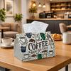 1pc Retro Coffee Tissue Holder - Beige Botanical Cafe Design Napkin Storage Box, Ideal for Rolls/Facial Tissues/Single Sheets, Available In Two Sizes 
