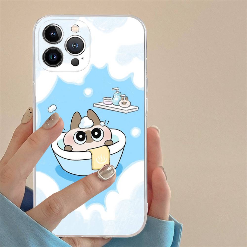 

Cartoon Siamese Cat Couple TPU Silicone Case for IPhone 11 12 13 14 15 16 17 Pro Max Shockproof Clear Back Cover iPhone 13 pro