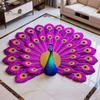 High-density Woven Mat Floor 3D Peacock Print Soft Non-Slip Decorative Rug Colorful Home Living Room Bedroom Doorway Easy Clean Carpet Artistic