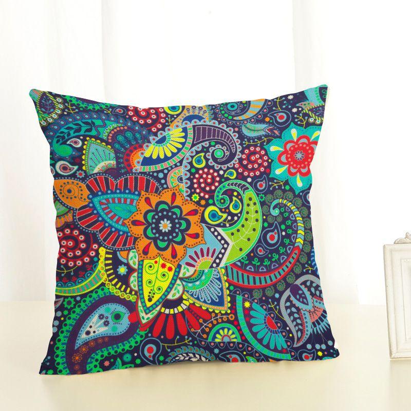 Premium Geometry Painting Pillow Case New Case 45*45 Cotton Linen Throw Pillows