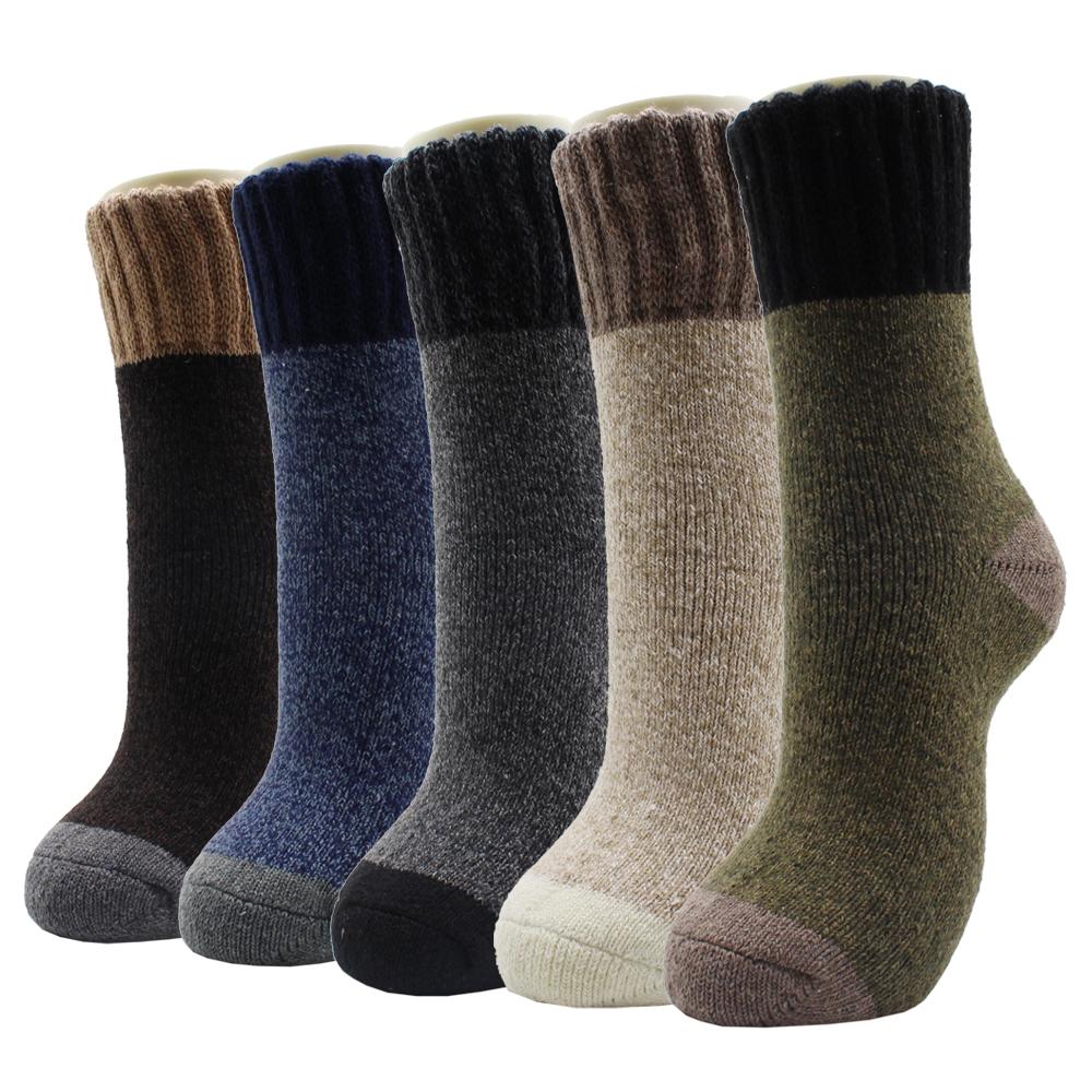 5 Pairs New Autumn and Winter Thicken Warm Men Wool Socks Pure Color Ethnic Imitation Mink Cashmere Casual Men Socks