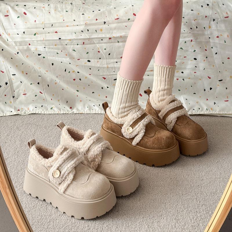 Retro Small Man Heightened Thick-soled Snow Cotton Shoes Women's Winter New Warm Outer Wear Plush Shoes