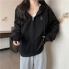 Women's Thick Fleece-Lined Hooded Zipper Cardigan - Loose Fit, Spring/Autumn 2023, Milk-Toned with Drawstrings
