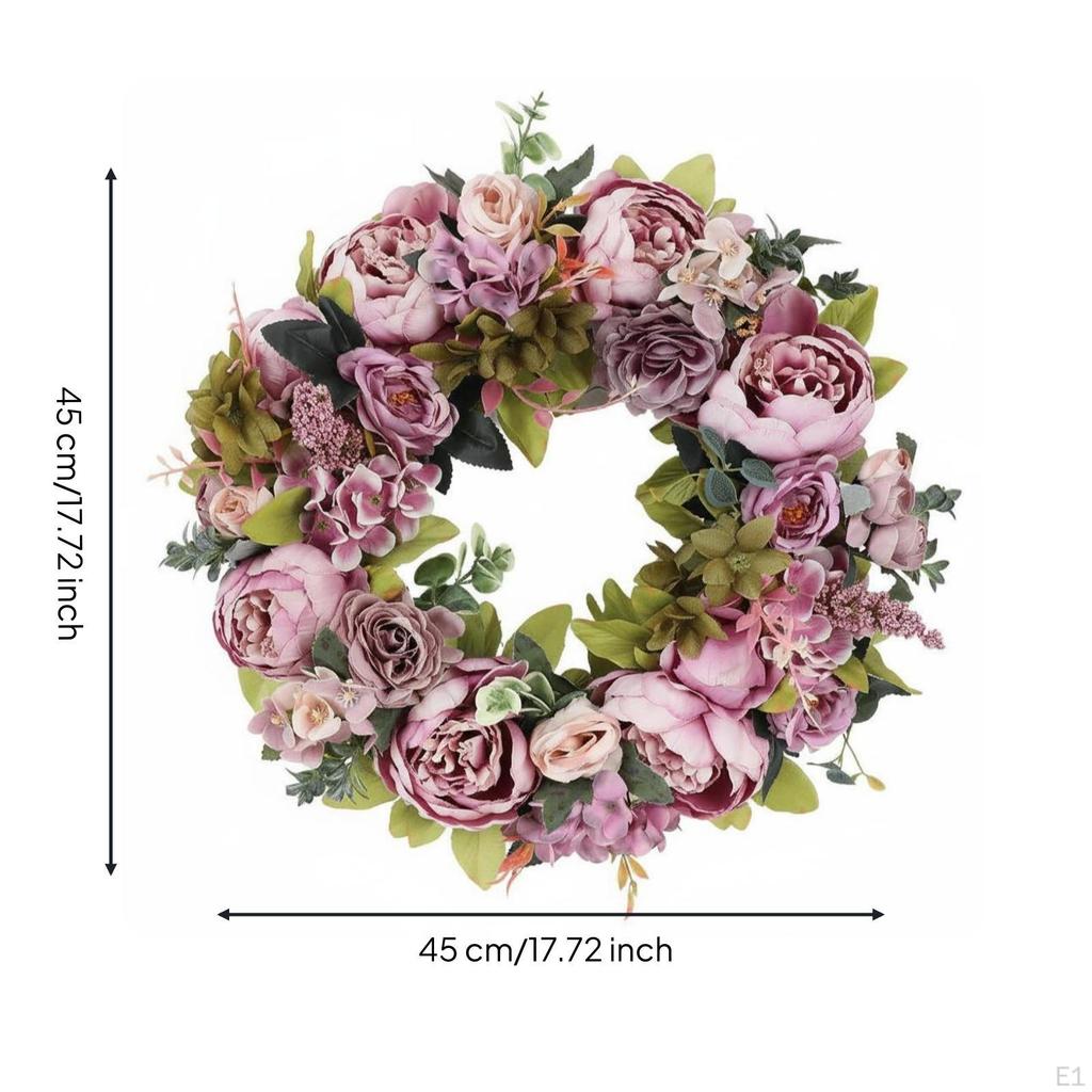Artificial Rose Wreath Seasonal Decor Ready to Floral Hanging Door for Wall,