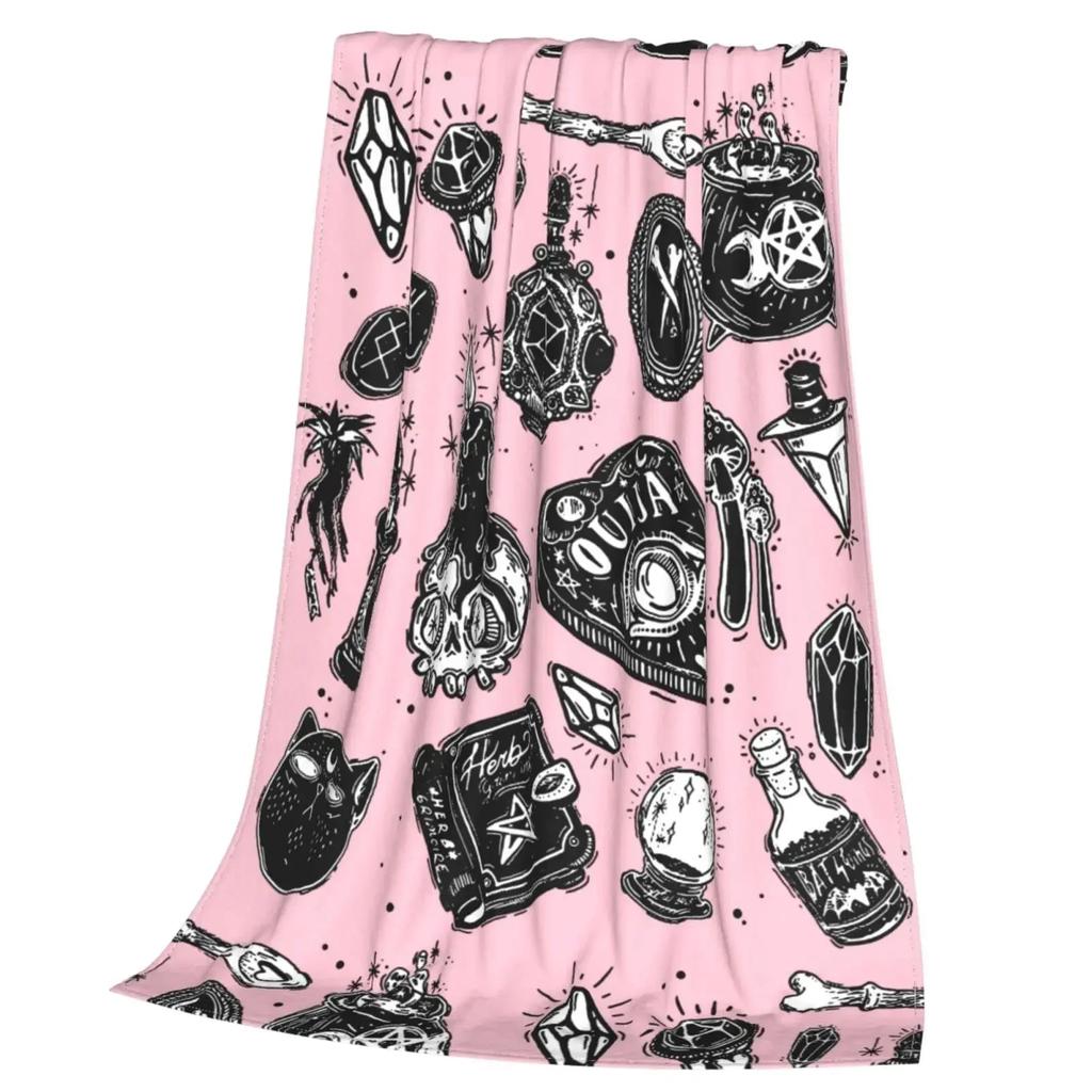 Halloween Hexenhafte Hexe Decke Flanell Überwurfdecke Leicht Weich Gemütlich Sofa Bettdecke für Männer Frauen Teenager Halloween Geschenke