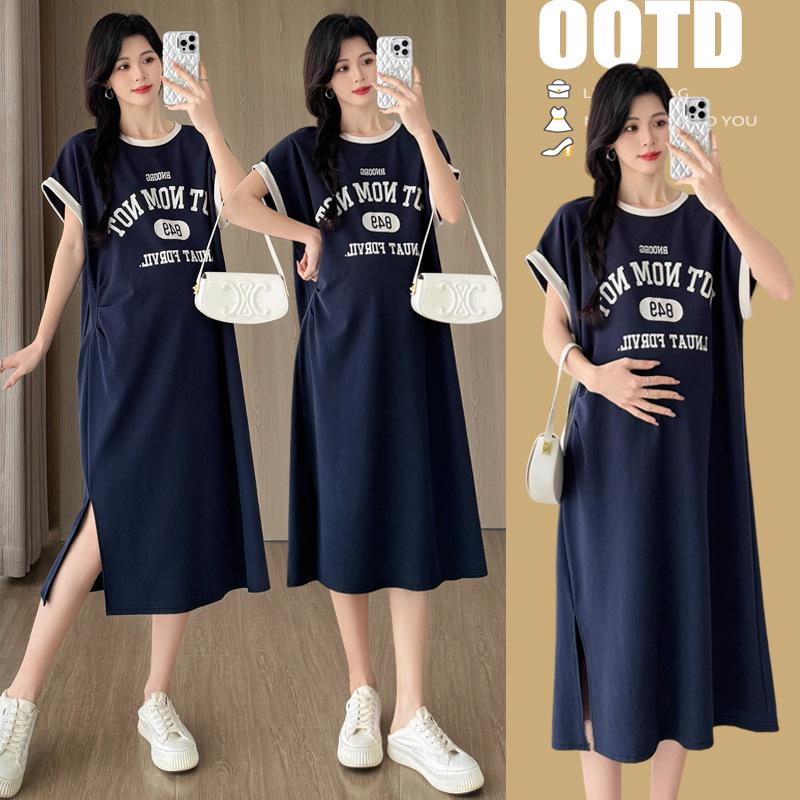 2026 Spring/Summer Plus Size Maternity Short-Sleeve Casual T-Shirt Dress L